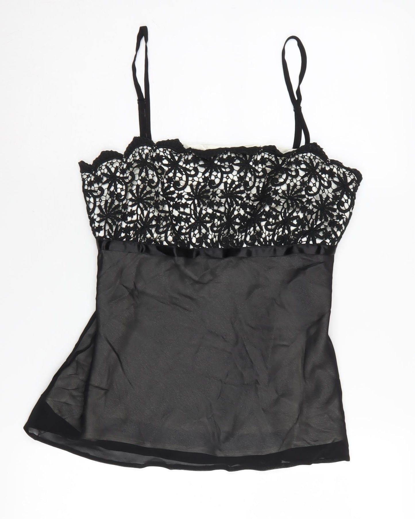 Wallis Women's Black Lace Camisole, Size 14, Elegant Sleeveless Top