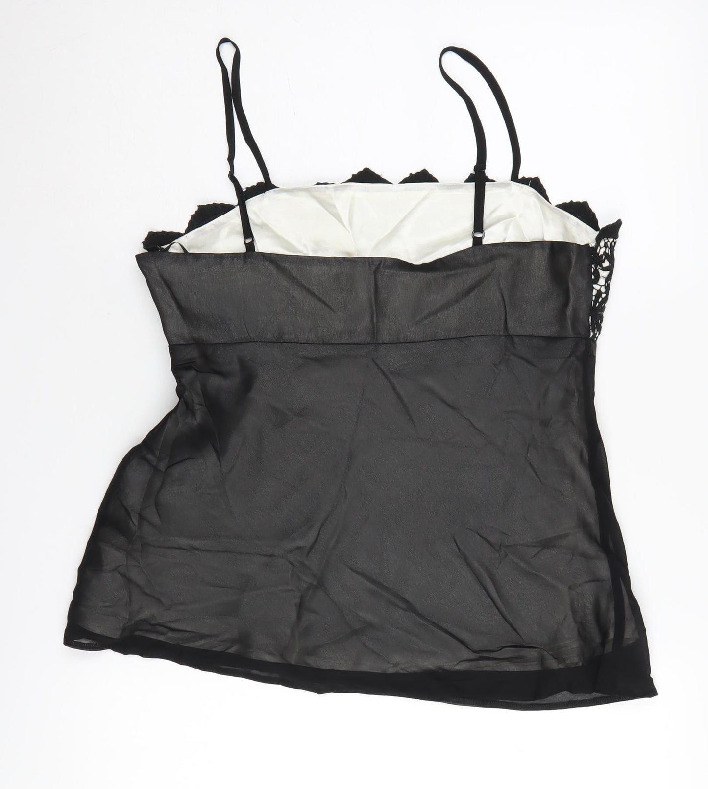 Wallis Women's Black Lace Camisole, Size 14, Elegant Sleeveless Top