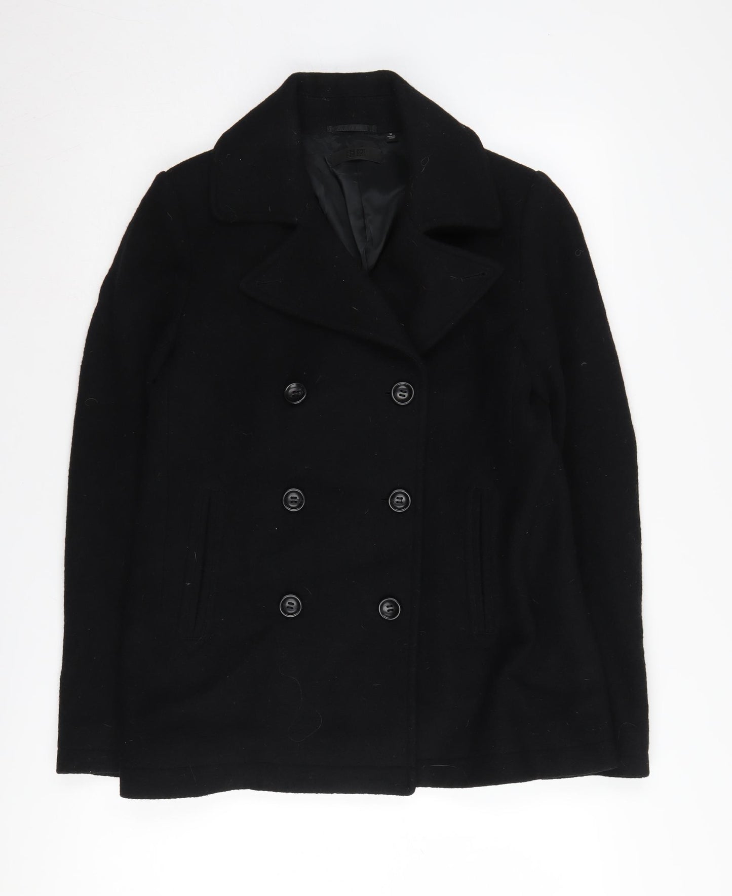UNIQLO Women's Black Wool Pea Coat M - Classic & Warm