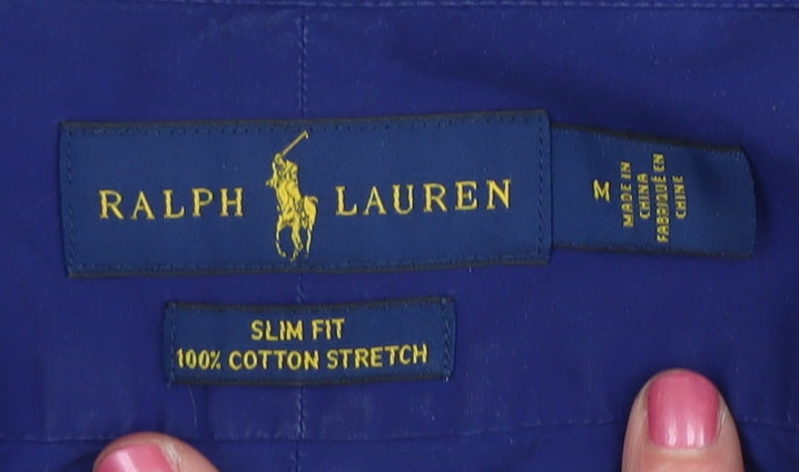 Ralph Lauren Men's Blue Slim Fit Long Sleeve Shirt M