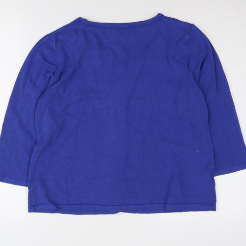 CC Women's Blue Petite Beaded Cardigan L