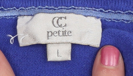 CC Women's Blue Petite Beaded Cardigan L