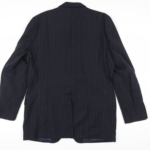 Daniel Hechter Men's Blue Wool Blazer, Size 44L, Classic Stripe