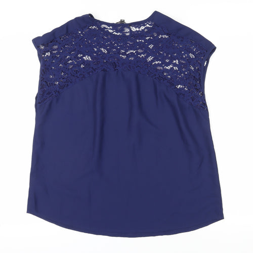 Capsule Women's Blue Crochet Accented Blouse - Size 18
