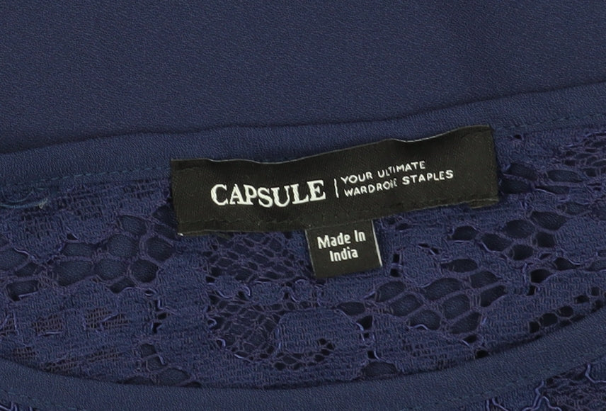 Capsule Women's Blue Crochet Accented Blouse - Size 18