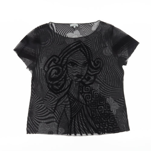 Per Una Women's Black Mesh Blouse - Size 16