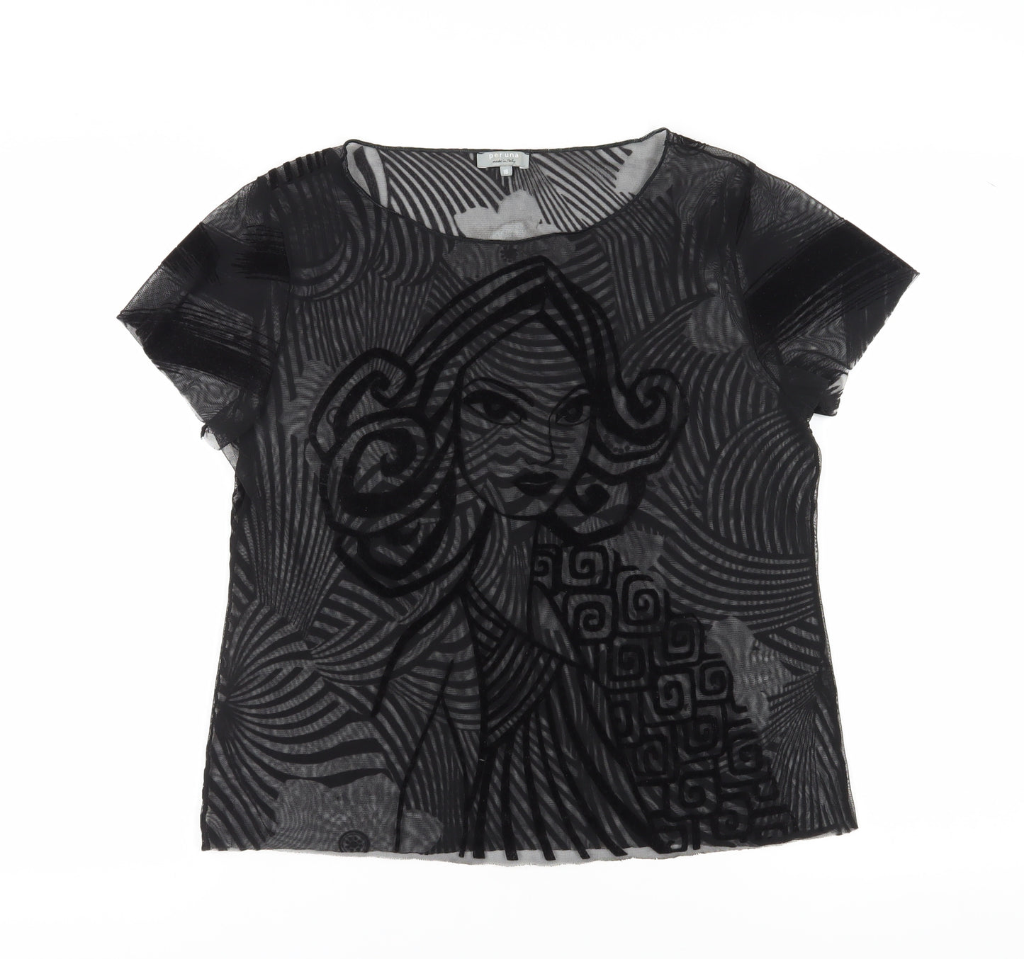 Per Una Women's Black Mesh Blouse - Size 16