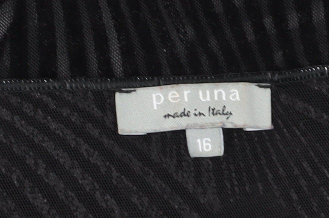Per Una Women's Black Mesh Blouse - Size 16