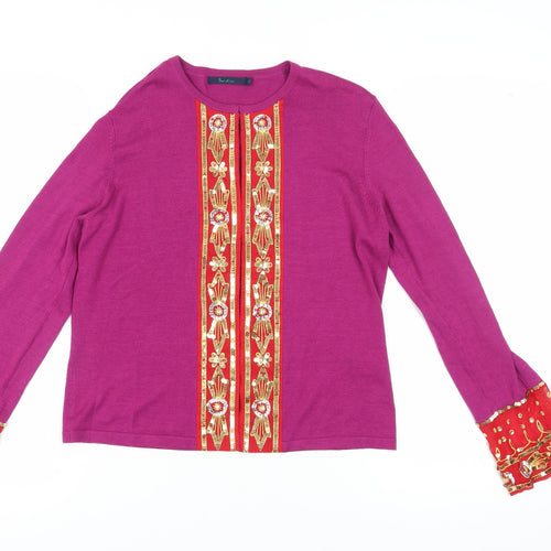 Boden Women's Purple Silk Blend Embroidered Jumper
