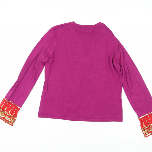 Boden Women's Purple Silk Blend Embroidered Jumper