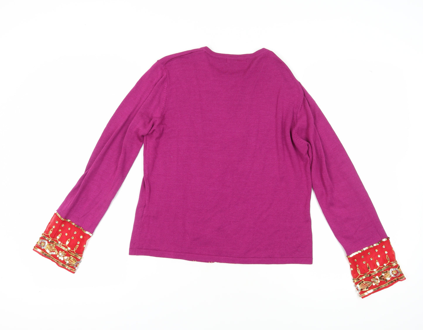 Boden Women's Purple Silk Blend Embroidered Jumper