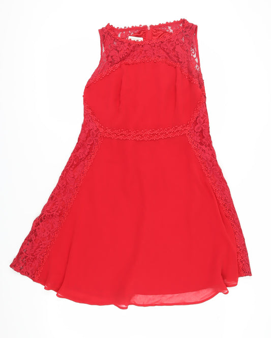 Monsoon Women's Red A-Line Lace Dress Size 16