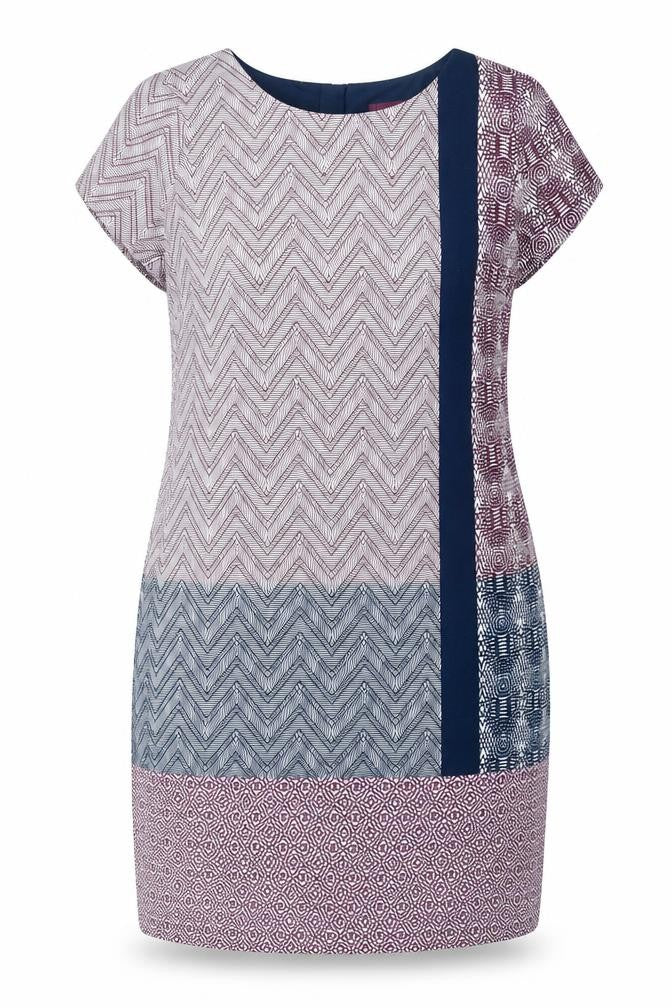 Front view of Next Women's Multicoloured Chevron Shift Dress, size 8