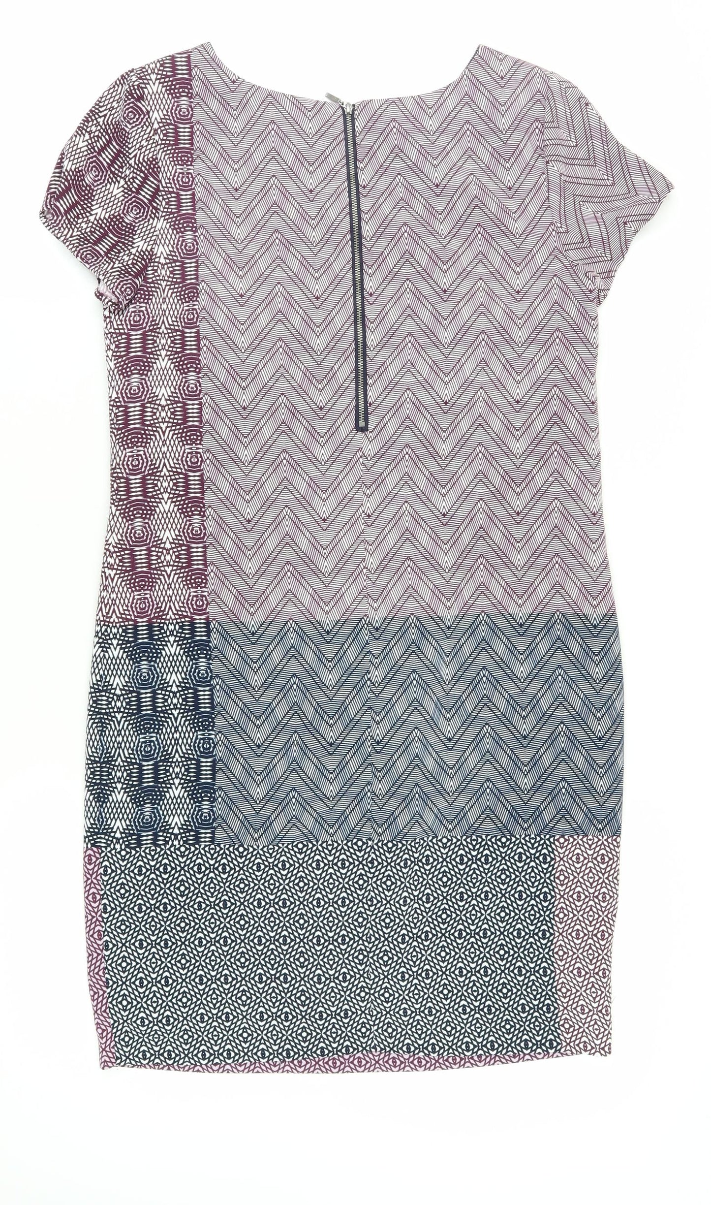 Next Women's Multicoloured Chevron Shift Dress, Size 8
