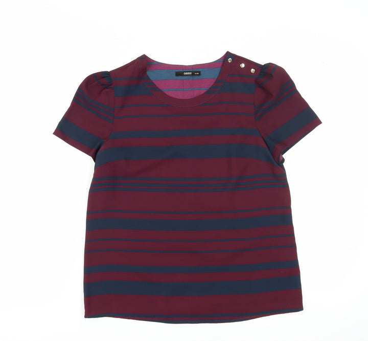 Oasis Women's Multicoloured Striped T-Shirt Size 12