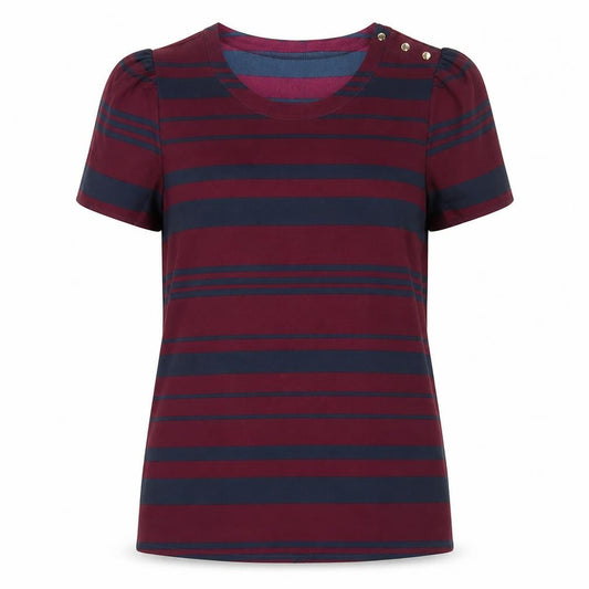 Front view of Oasis Women's Multicoloured Striped T-Shirt, size 12