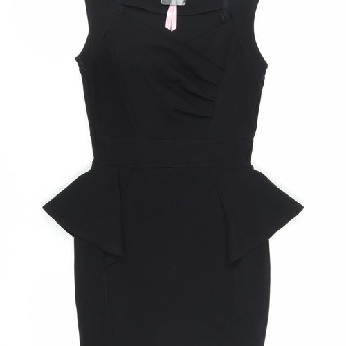Lipsy Women's Black Peplum Dress, Size 6, Sleeveless, Party Ready