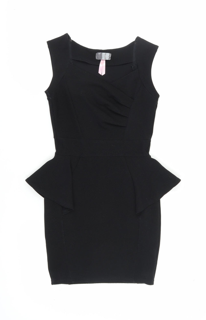 Lipsy Women's Black Peplum Dress, Size 6, Sleeveless, Party Ready