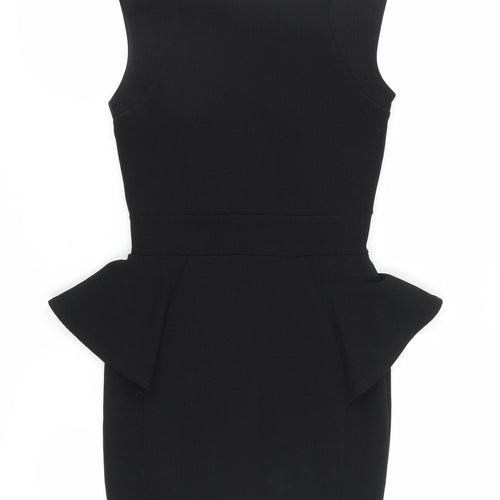 Lipsy Women's Black Peplum Dress, Size 6, Sleeveless, Party Ready