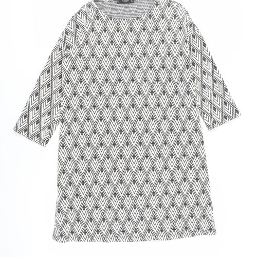Mango Women's Black Shift Dress S Geometric