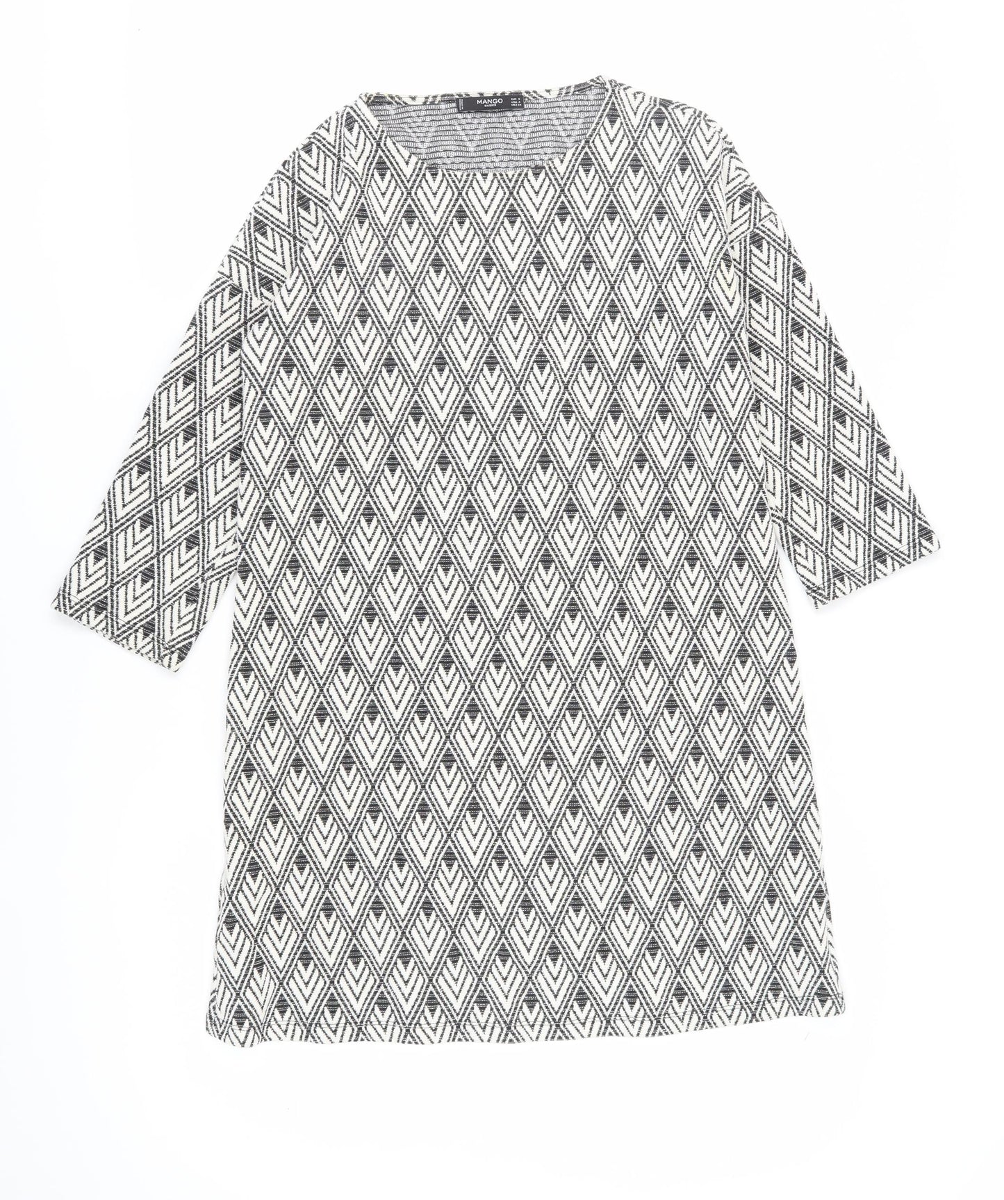 Mango Women's Black Shift Dress S Geometric