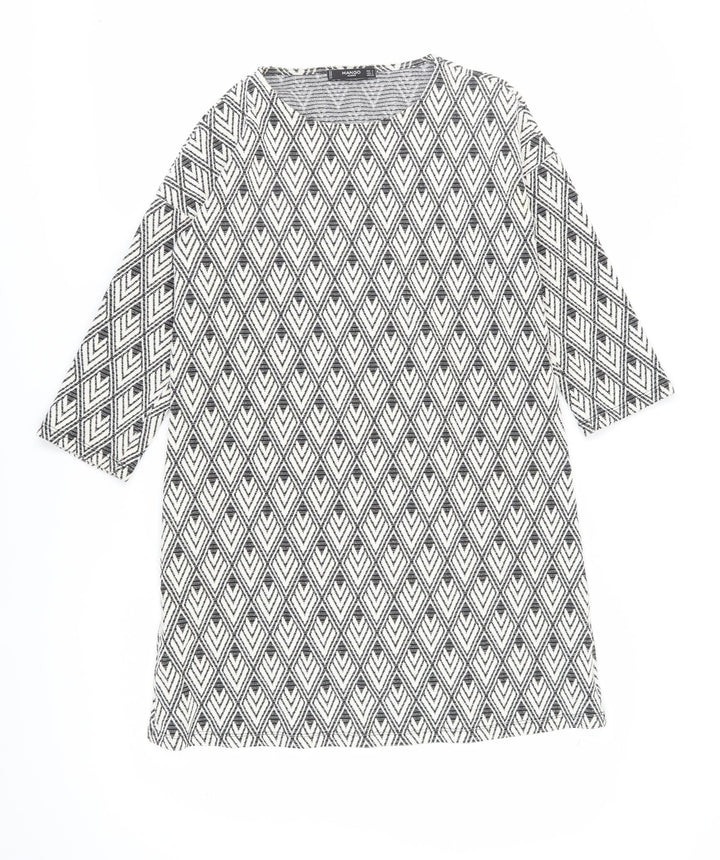 Mango Women's Black Shift Dress S Geometric