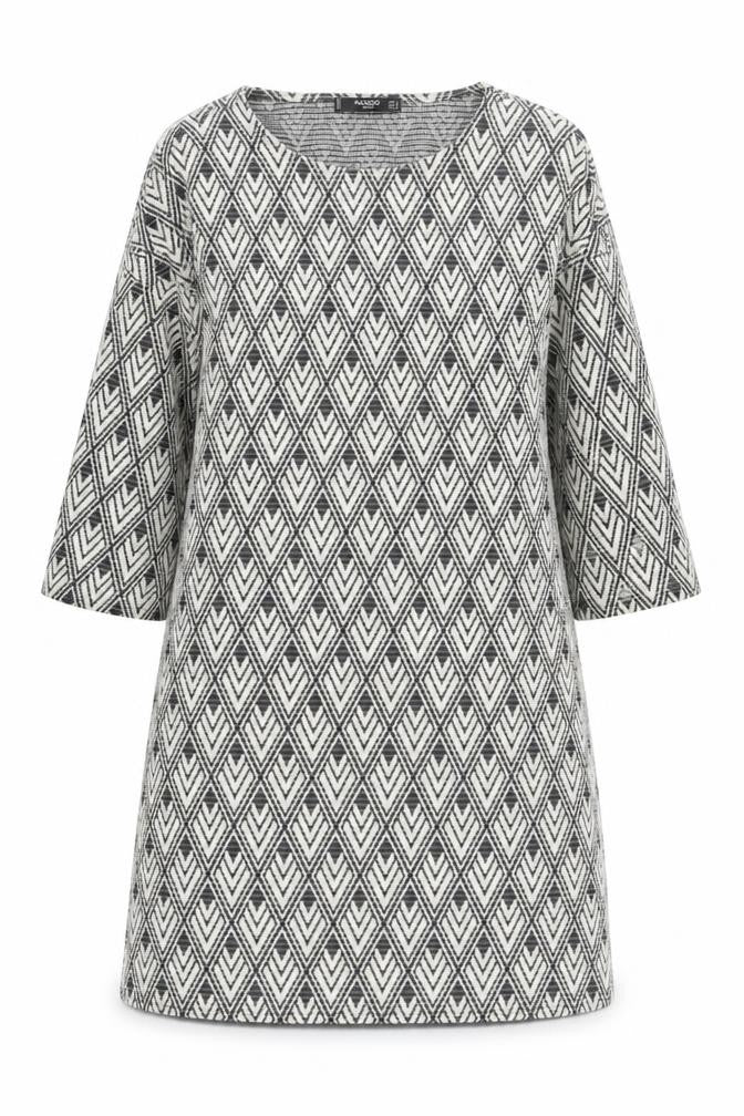 Mango Women's Black Shift Dress S Geometric