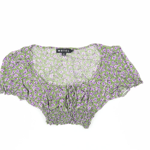 Motel Women's Multicoloured Floral Cropped Blouse - Size S