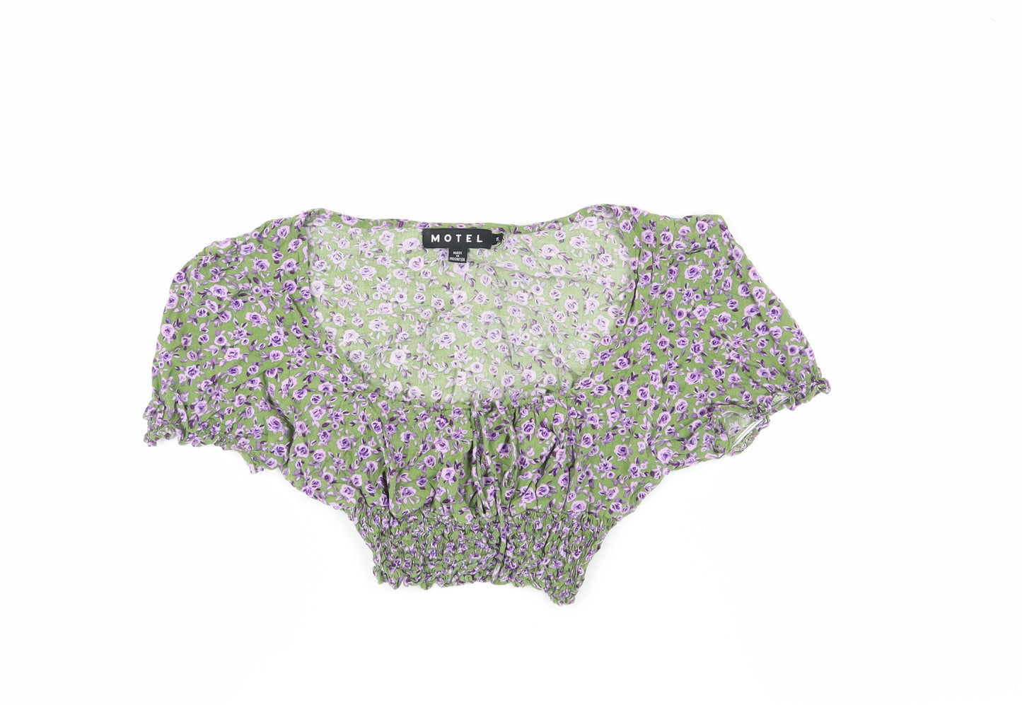 Motel Women's Multicoloured Floral Cropped Blouse - Size S