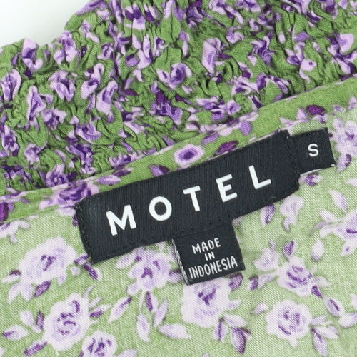 Motel Women's Multicoloured Floral Cropped Blouse - Size S