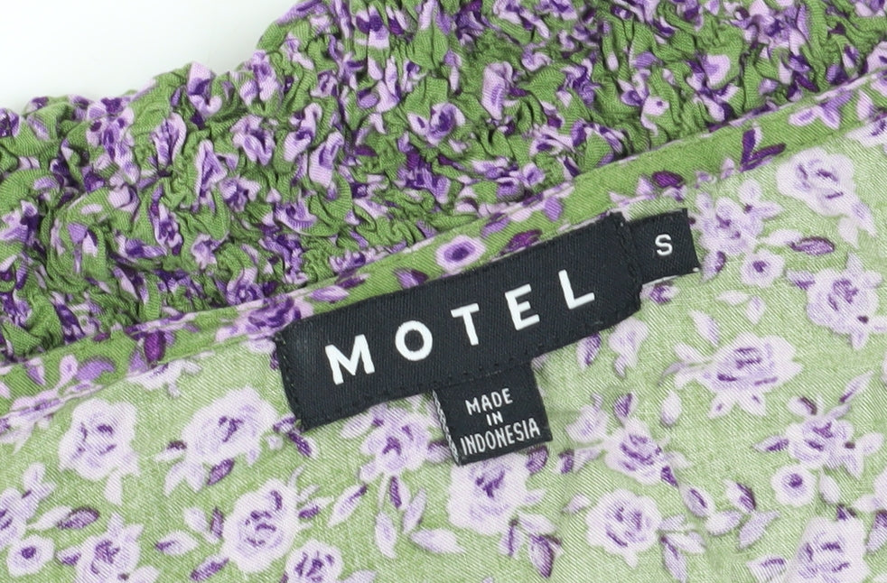 Motel Women's Multicoloured Floral Cropped Blouse - Size S