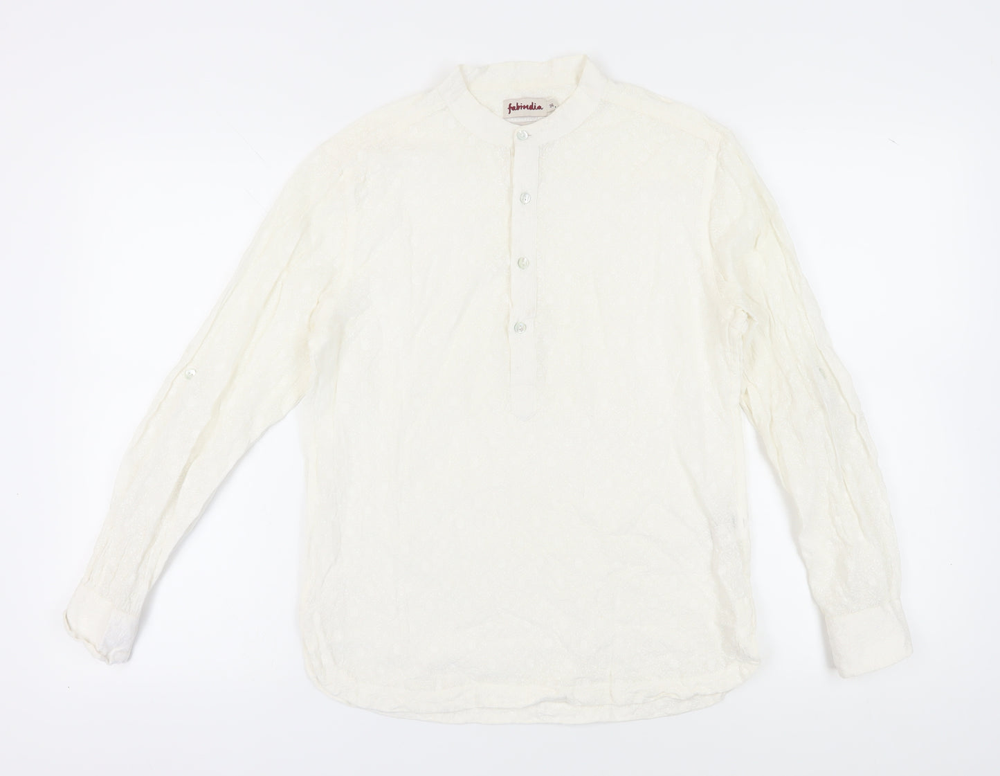 Fabindia Women's White Slim Fit Blouse, Size 8