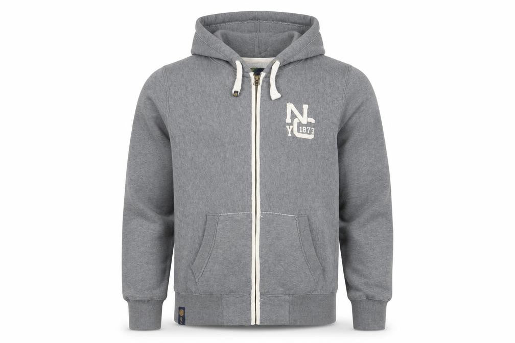 Front view of Lee Cooper Men's Grey Full Zip Hoodie L