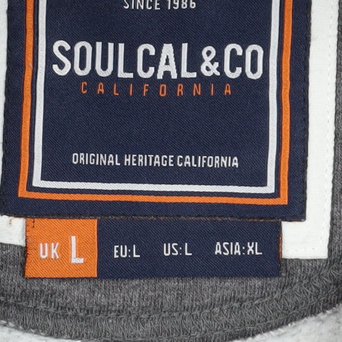 SoulCal & Co Men's Grey Pullover Hoodie Size L