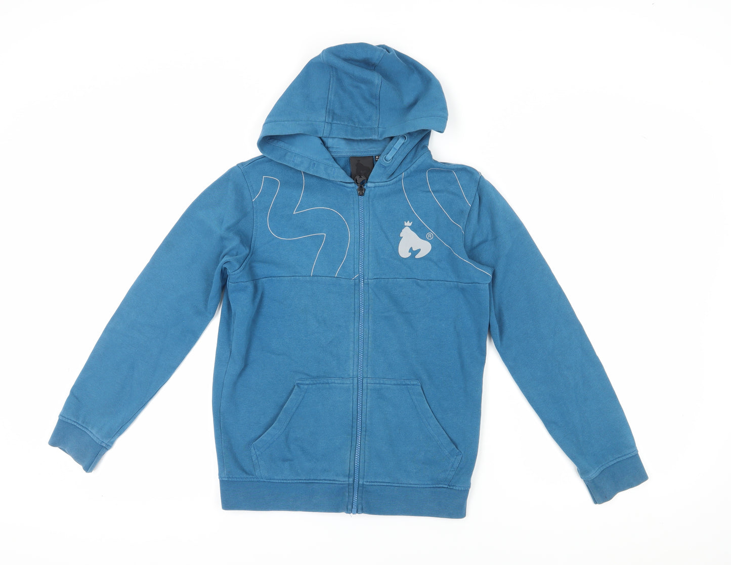 Mango Boys Blue Full Zip Hoodie, Age 10-11, Cotton Blend