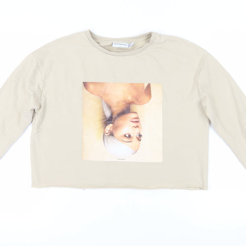 Ariana Grande Women Beige Pullover Sweatshirt Size 10/12