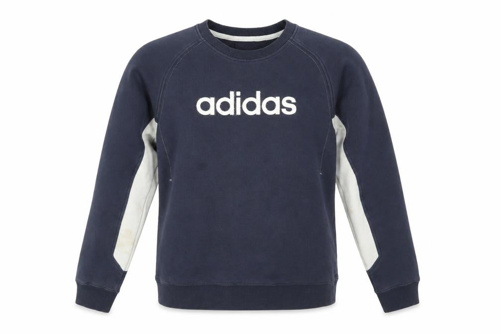Front view of Adidas unisex blue s pullover sweatshirt