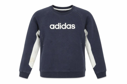 Front view of Adidas unisex blue s pullover sweatshirt