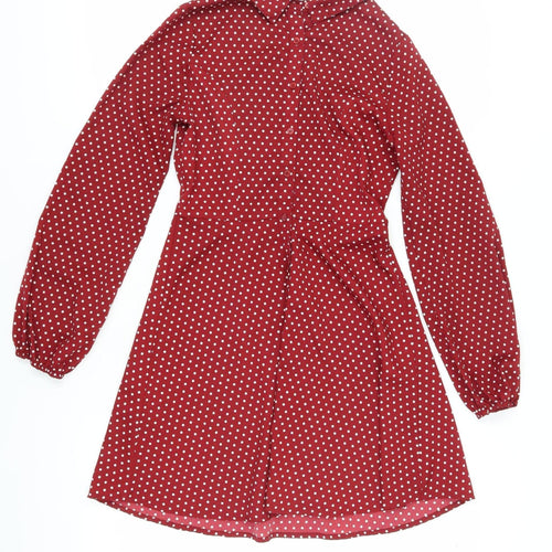 Blue Vanilla Women's Red Polka Dot Shirt Dress XS