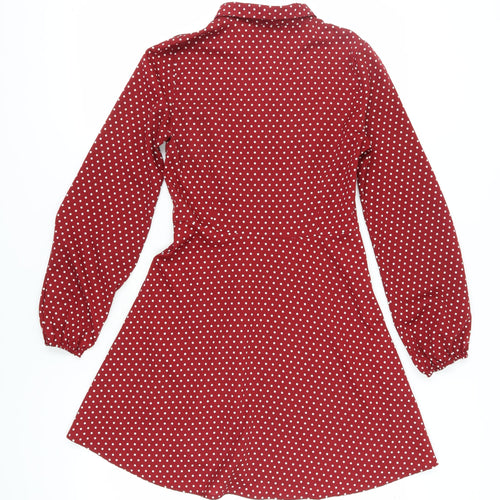 Blue Vanilla Women's Red Polka Dot Shirt Dress XS