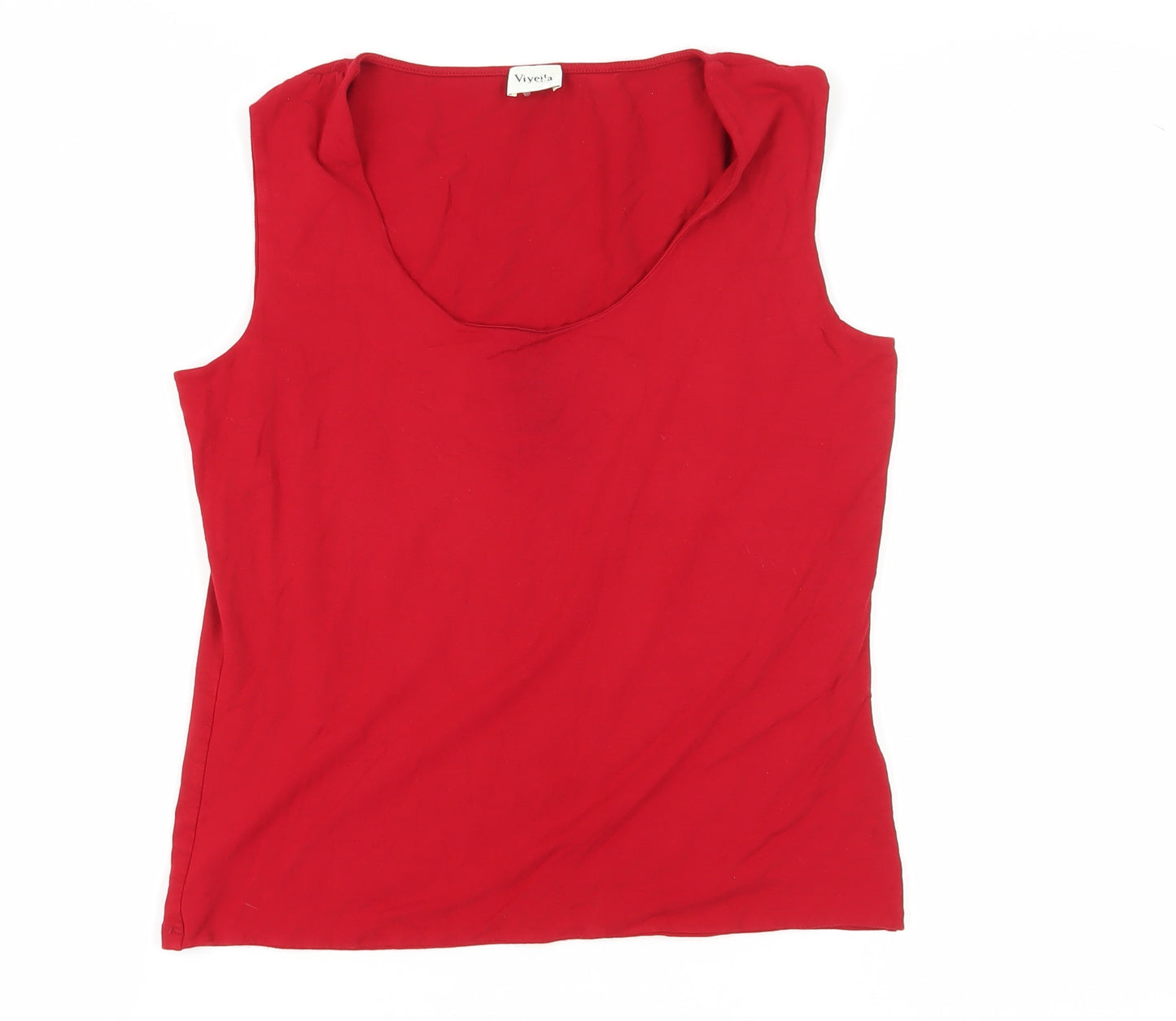 Viyella Women's Red Sleeveless Tank, Size L, Scoop Neck