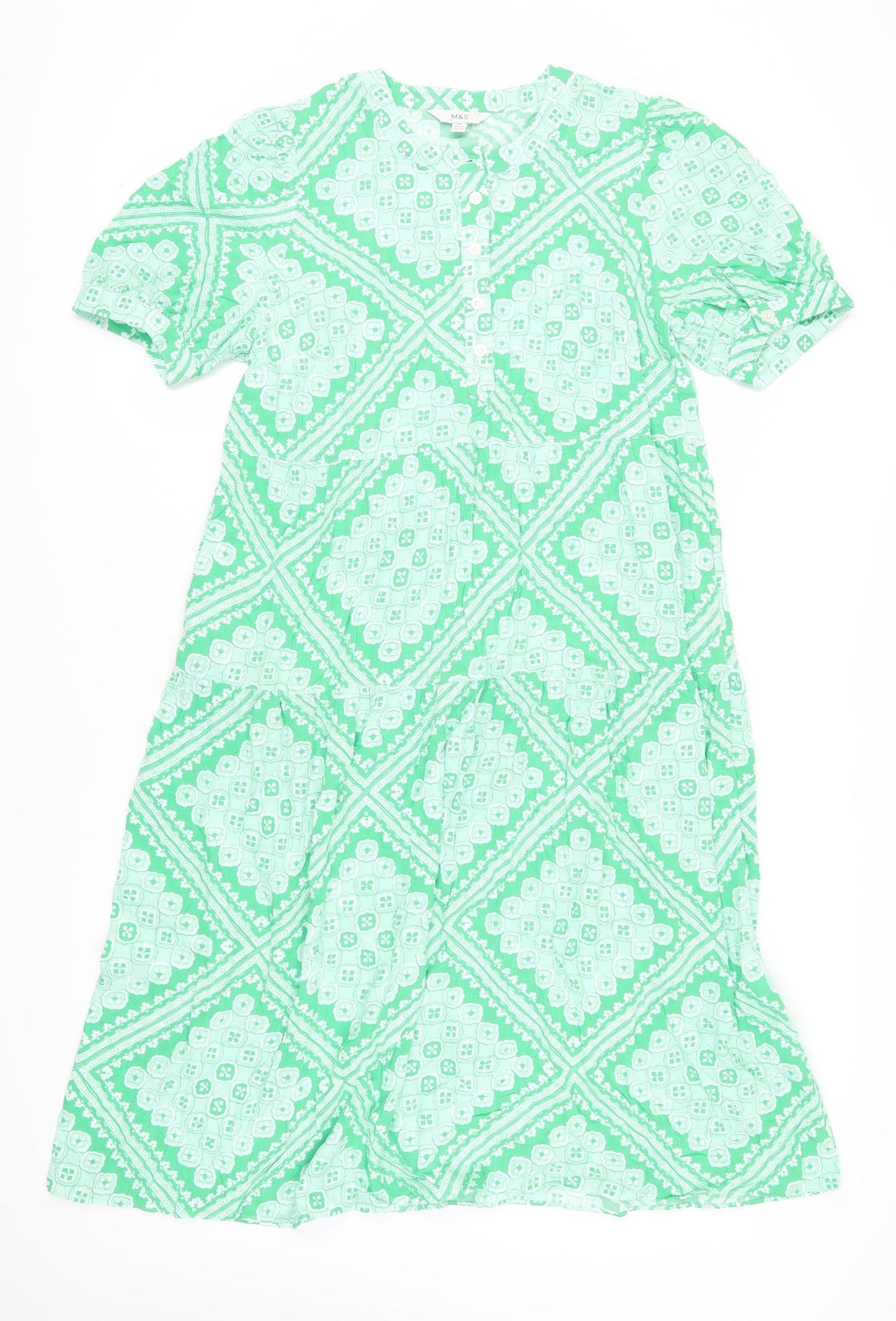 Marks and Spencer Green Petite Shift Dress, Size 14