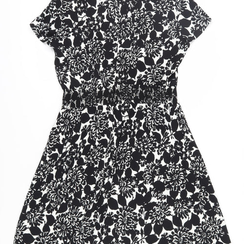 Brooks Brothers Women's Black Floral Dress Sz 12 Short Sleeve