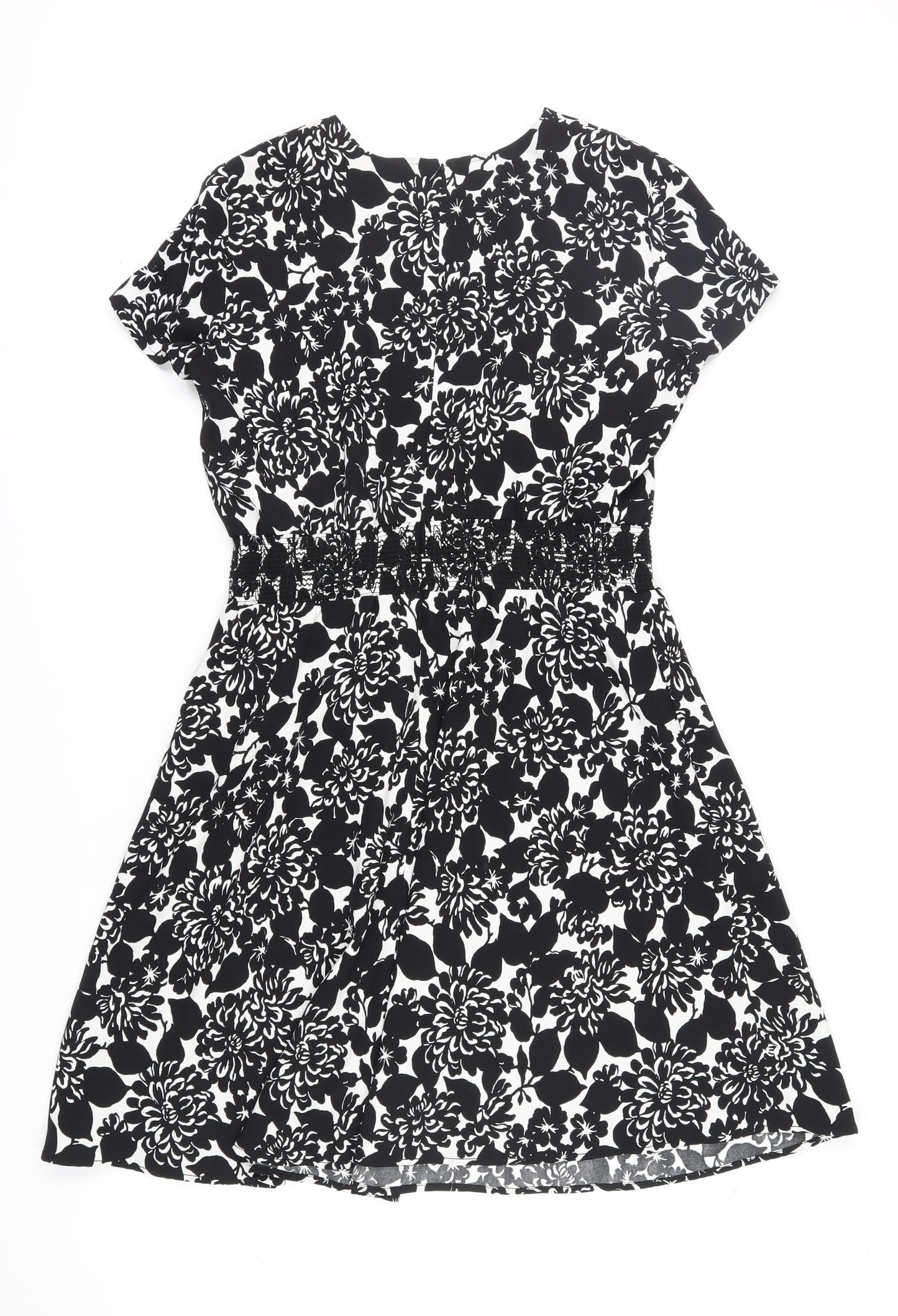 Brooks Brothers Women's Black Floral Dress Sz 12 Short Sleeve