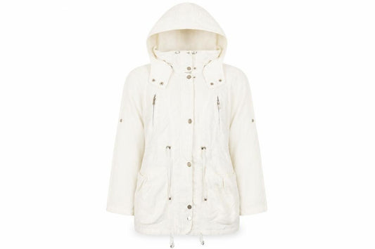 Front view of Mudo Collection Women's Ivory Parka Jacket M