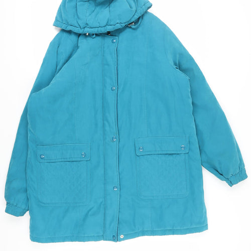 Damart Women's Blue Hooded Parka Jacket - Size L