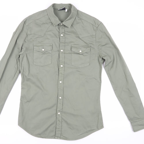 ASOS DESIGN Men's Green Long Sleeve Shirt