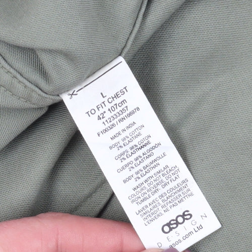 ASOS DESIGN Men's Green Long Sleeve Shirt