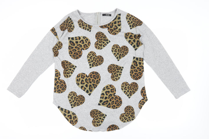 Quiz Women's Grey Leopard Print Blouse, Medium, Casual