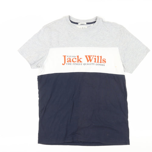 Jack Wills Men's M Grey Colourblock T-Shirt - Classic
